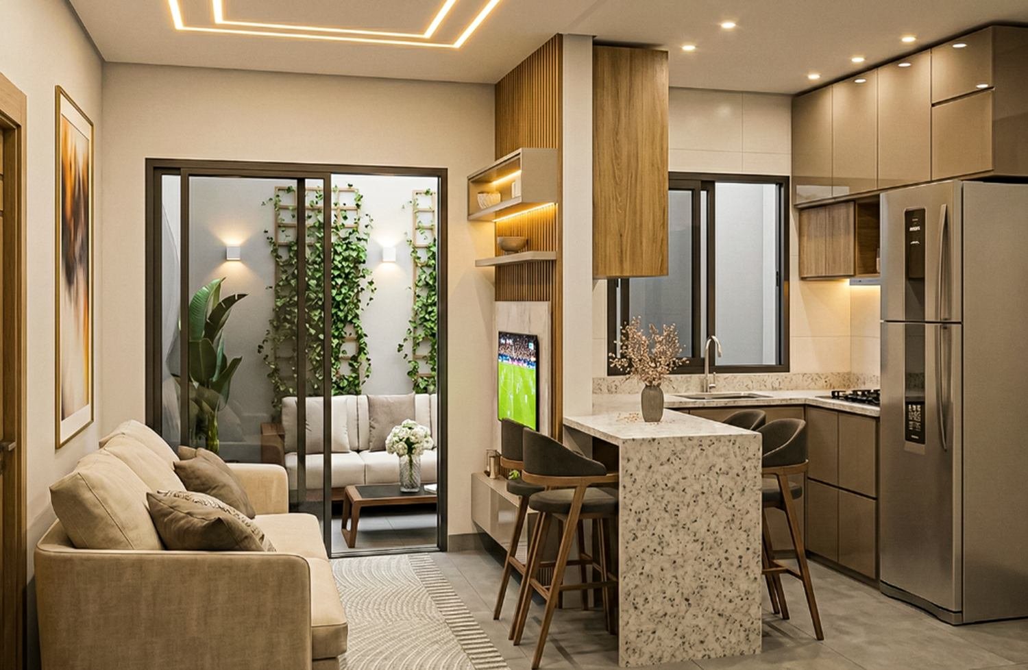Ambiente interno de apartamento da APM em Uberlândia